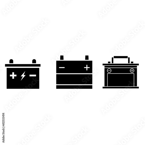 Car battery icon vector set. accumulator illustration sign collection. charge symbol or logo.