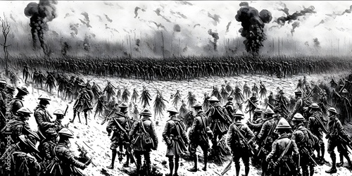 Obraz na płótnie Horrors and Death of World War, Generative AI Illustration w salonie