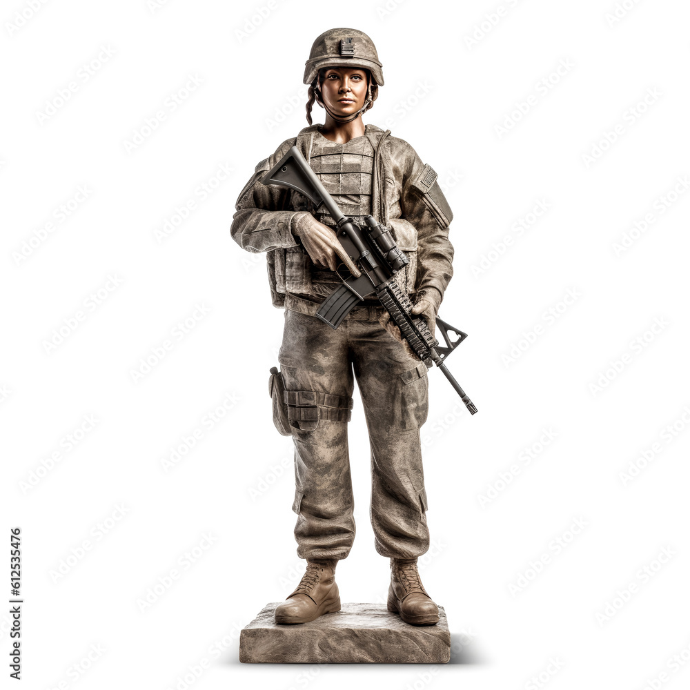 A vibrant and detailed full body statue stands out against a crisp white background. - generative ai. A vibrant and detailed full body statue stands out against a crisp white background. - generative ai.