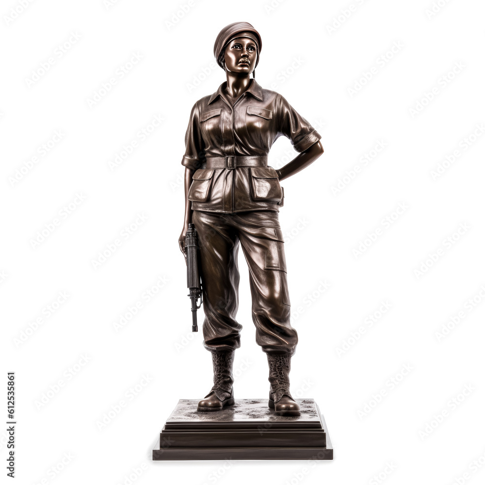 A sculpture of a person in a standing pose on a white background is depicted in the image. - generative ai. A sculpture of a person in a standing pose on a white background is depicted in the image. - generative ai.
