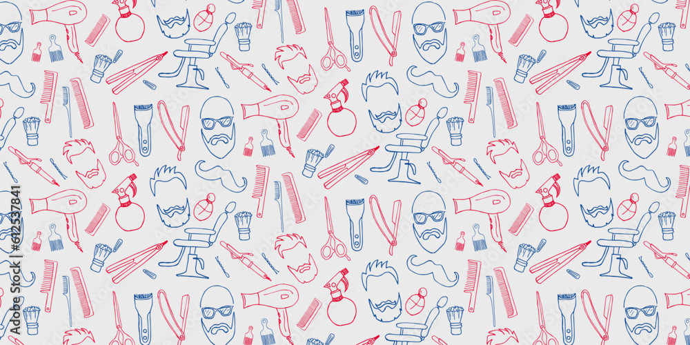 Barber Vector Hand Drawn Pattern Barber Vector Hand Drawn Pattern