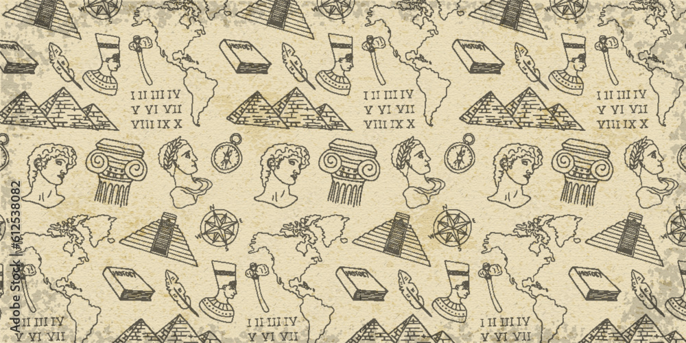 History Vector Hand Drawn Pattern History Vector Hand Drawn Pattern