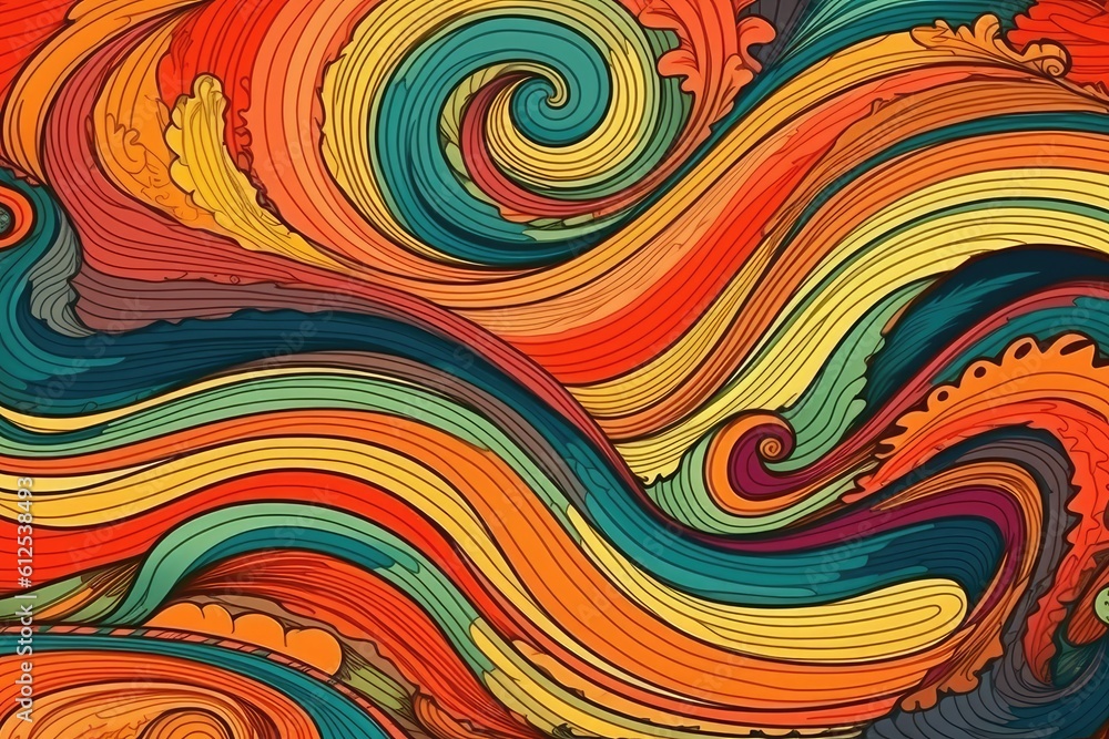 vibrant abstract painting with flowing waves of color. Generative AI vibrant abstract painting with flowing waves of color. Generative AI