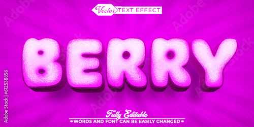 Cartoon Sweet Cute Berry Vector Editable Text Effect Template