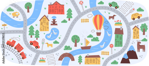 Map With Road And River Background