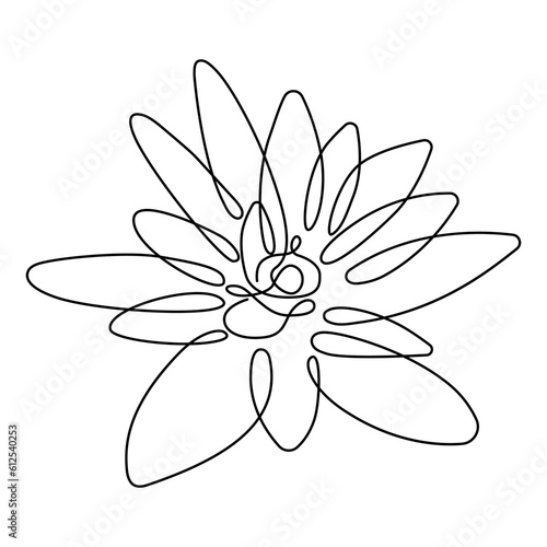 Flower lily  drawn in a single line. Vector. Suitable as an illustration for a poster