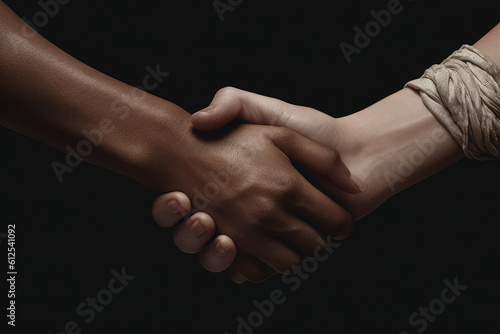 A close-up captures the supportive gesture of women holding hands, representing unity, friendship, and solidarity. Generative Ai, Ai.