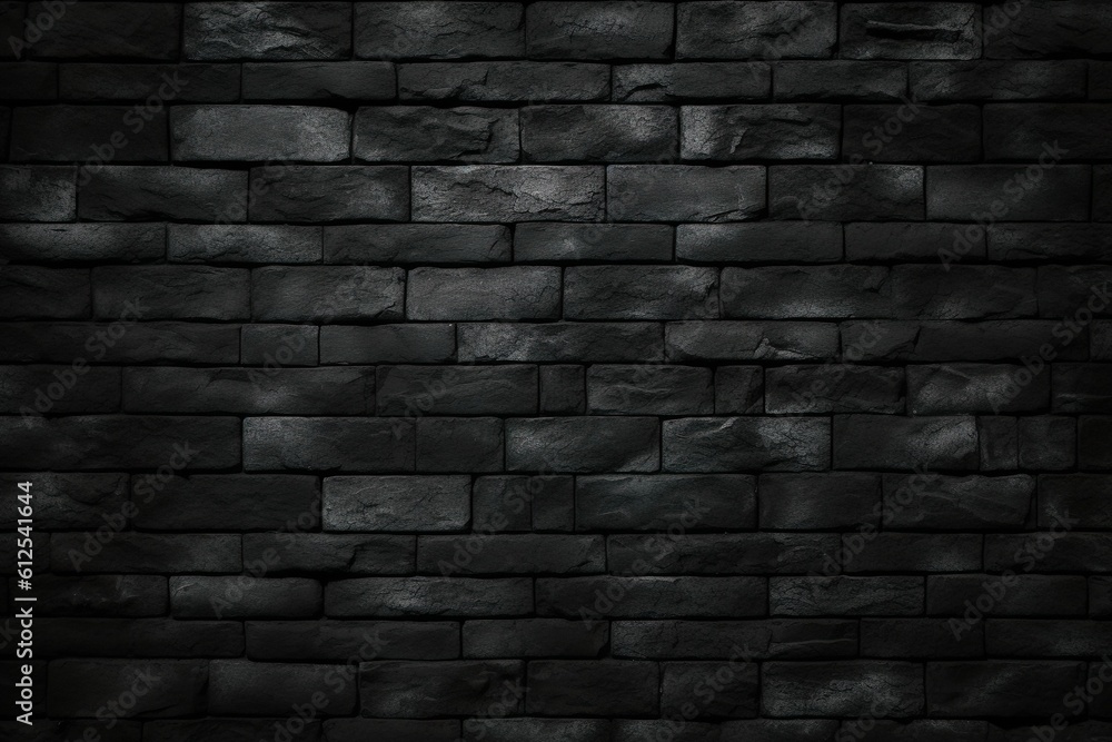 black brick wall, dark background for design | Generative AI 
