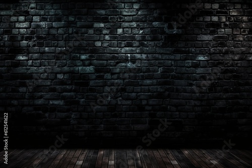 black brick wall, dark background for design | Generative AI 