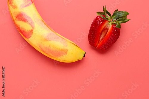 Banana with lipstick kiss m...