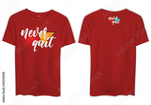 Mockup design on a red t-shirt with two sides isolated on a white background