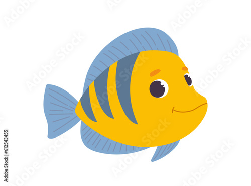 Underwater animal yellow fish concept