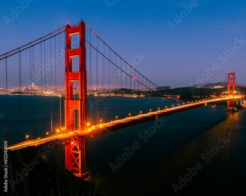 Low-angle view of the Golden Gate Bridge in California, USA