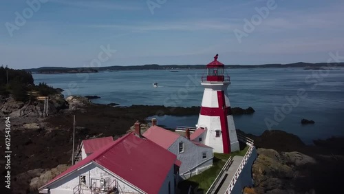 Aerial view of the Head Harbour Lightstation in New Brunswick, Canada photo