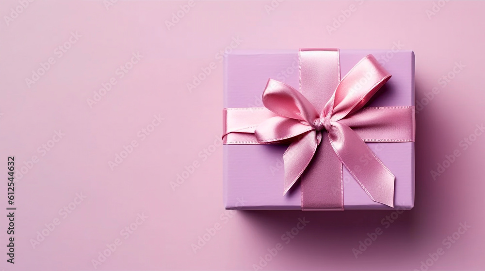 pink gift box with ribbon. Generative Ai. pink gift box with ribbon. Generative Ai.