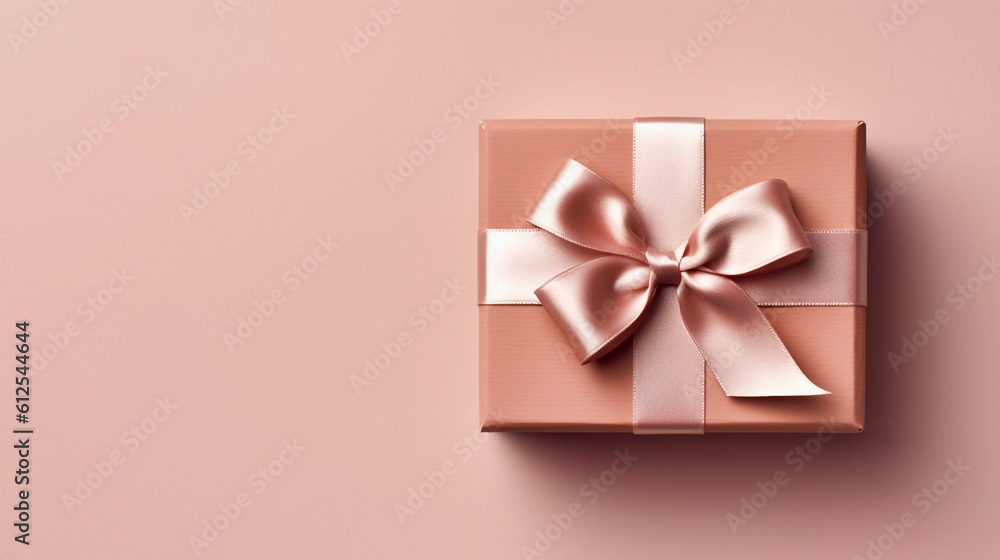 gift box with ribbon. Generative Ai. 