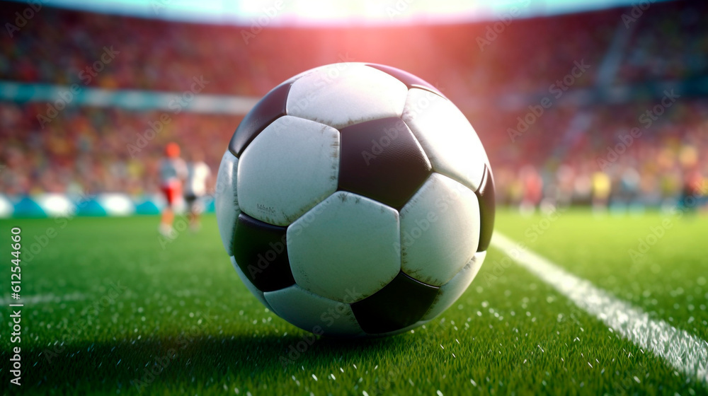 Obraz premium soccer ball on the field. Generative Ai. 