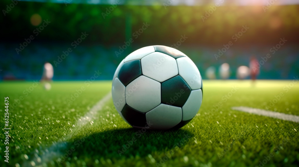 soccer ball on grass. Generative Ai. 