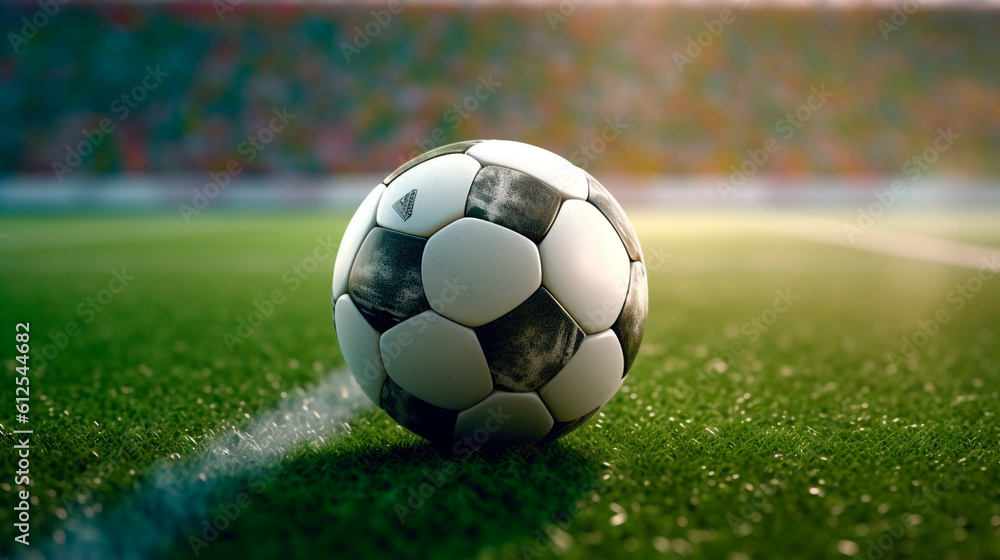 Fototapeta premium soccer ball on grass. Generative Ai. 