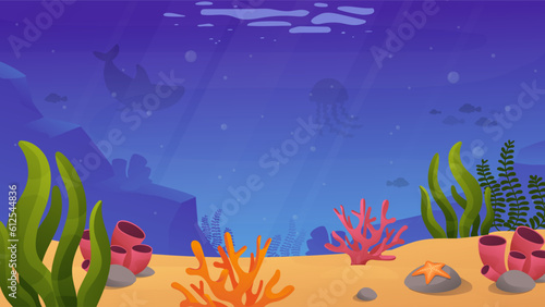 Fototapeta Naklejka Na Ścianę i Meble -  Underwater world vector background
