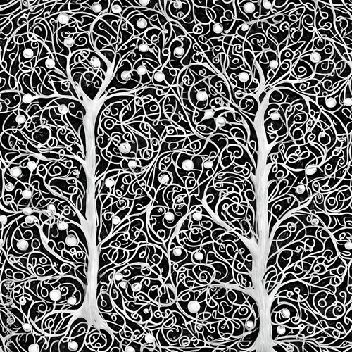 Beautiful ornamental pattern with trees.