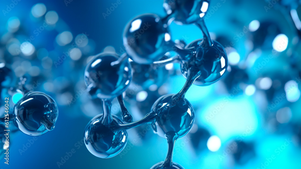 blue background with molecules. Generative Ai. blue background with molecules. Generative Ai.