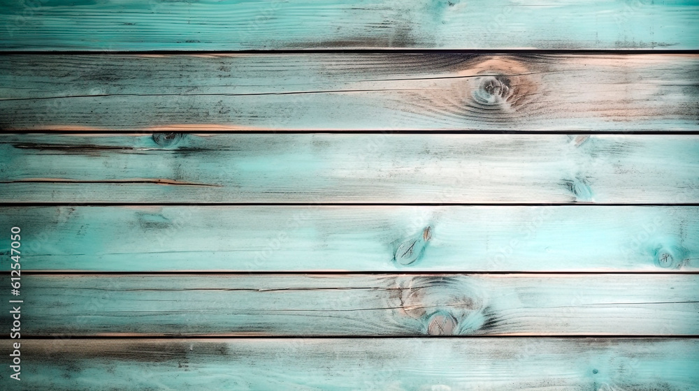 Fototapeta premium old wooden turquoise background. Generative Ai. 