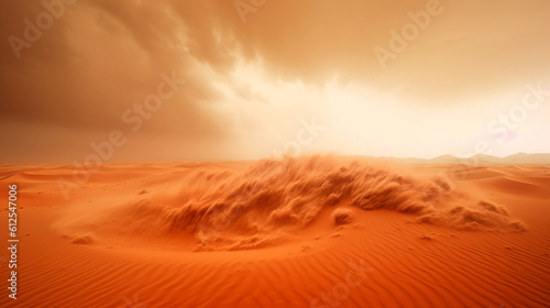 sandstorm in the desert. the sky darkens with sand. Generative Ai. 