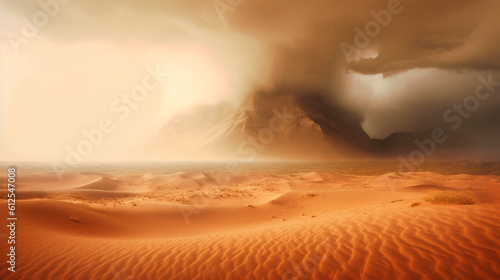 African desert. view of an impending sandstorm. Generative Ai. 