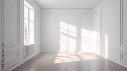 empty bright room with window sunny day. Generative Ai. 