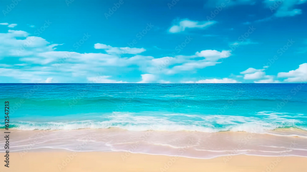 beautiful landscape beach ocean and blue sky. Generative Ai. beautiful landscape beach ocean and blue sky. Generative Ai.