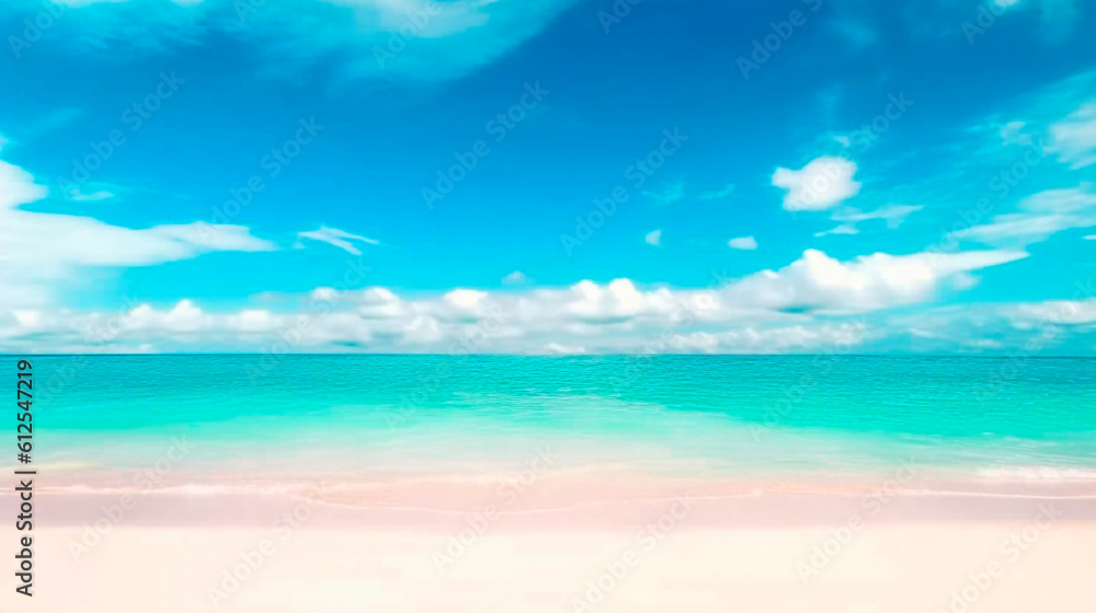blue sky and clouds over the beach. Generative Ai. 