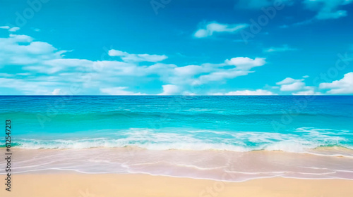 beautiful landscape beach ocean and blue sky. Generative Ai. 