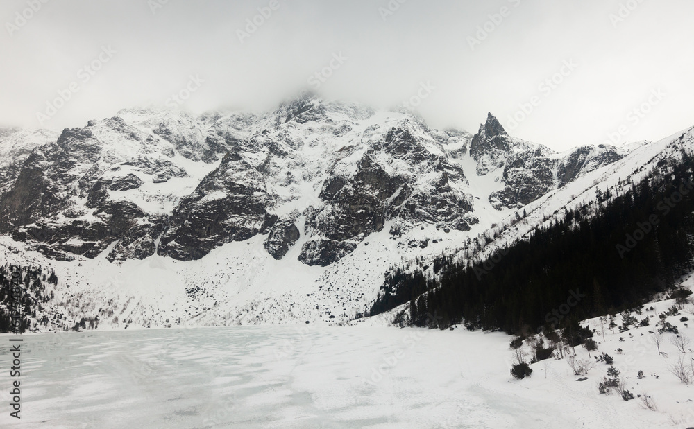 Sea Eye Lake in winter. Tatra Mountains, Poland. High quality photo