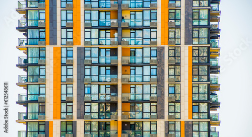 Fényképezés fragment of a modern building with windows and balconies without people