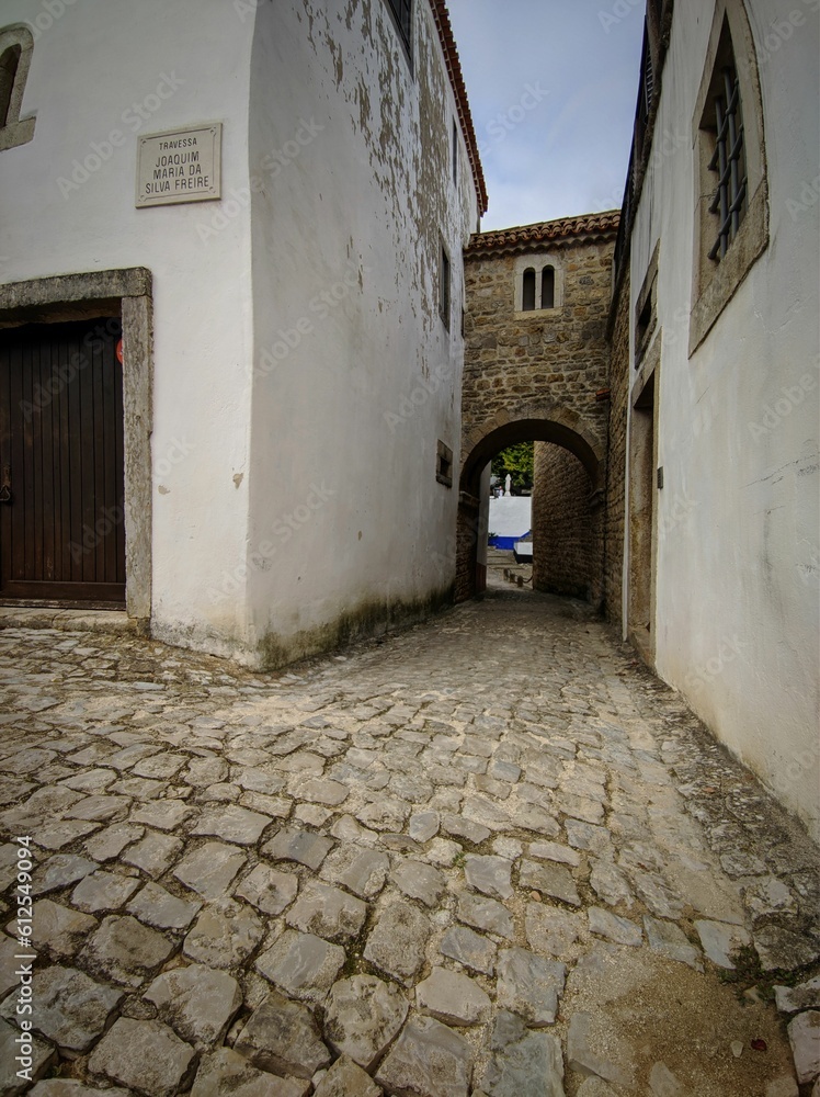 Street surrounded by stony buildings in Obidos