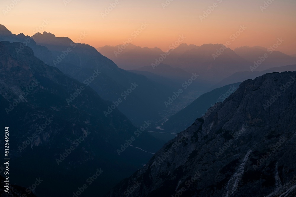 Mesmerizing view of a beautiful mountainous landscape during a scenic sunset