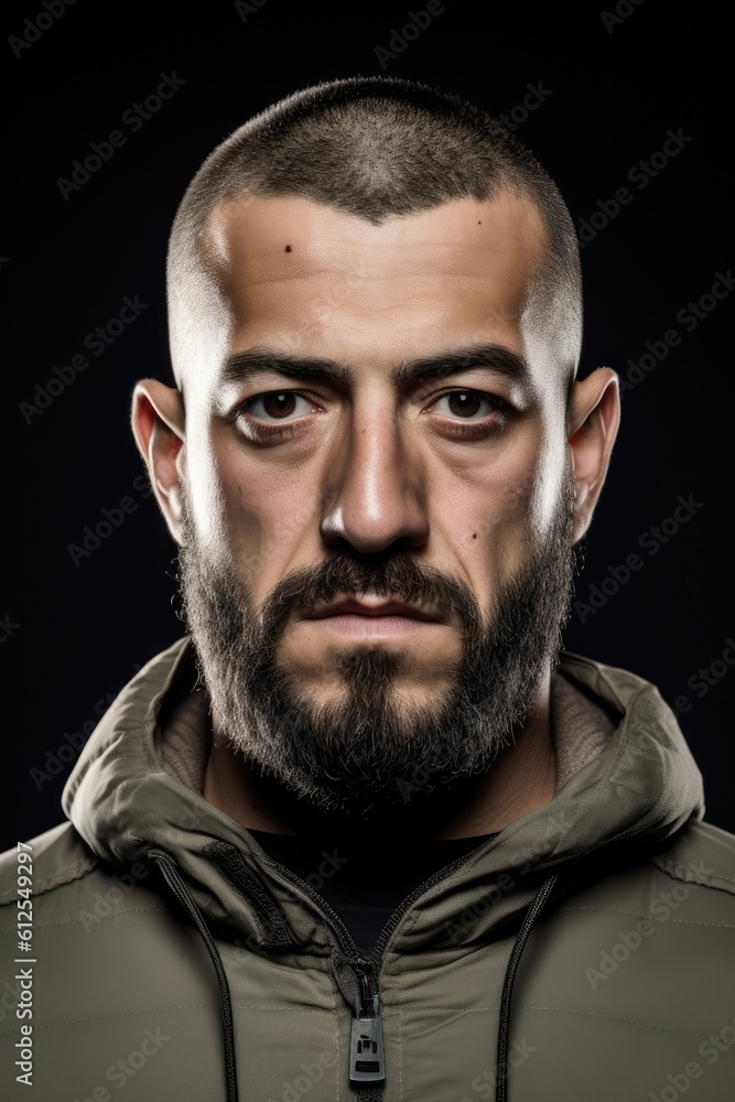 portrait mugshot of a Serious Middle eastern man looking at the camera. Generative AI portrait mugshot of a Serious Middle eastern man looking at the camera. Generative AI