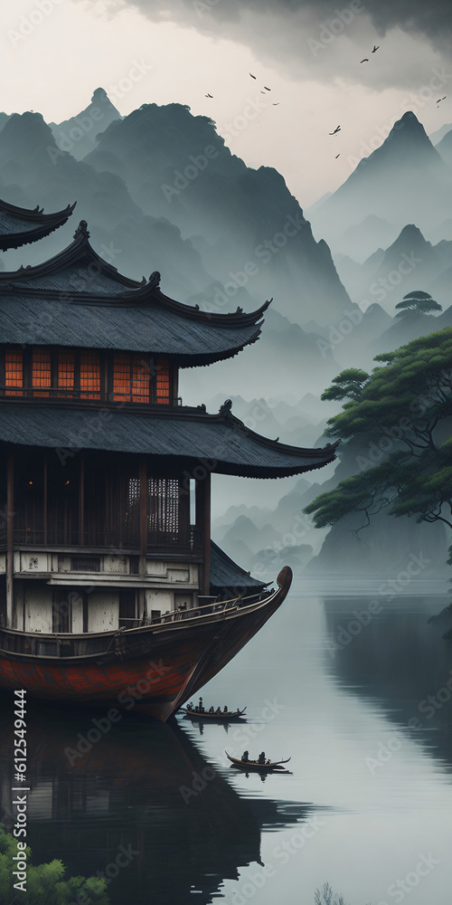 The Enchanting Charms of Chinese Art: Capturing Ships, Fog, and Houses in Paintings