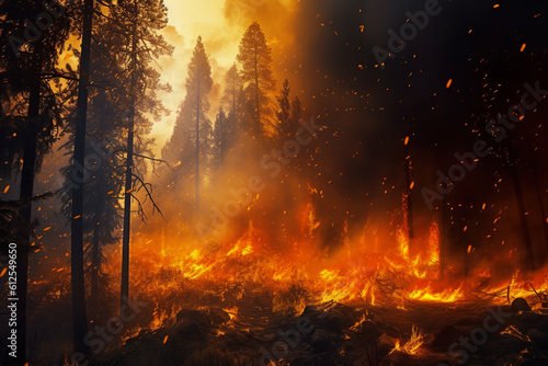Forest fire. AI generated image.