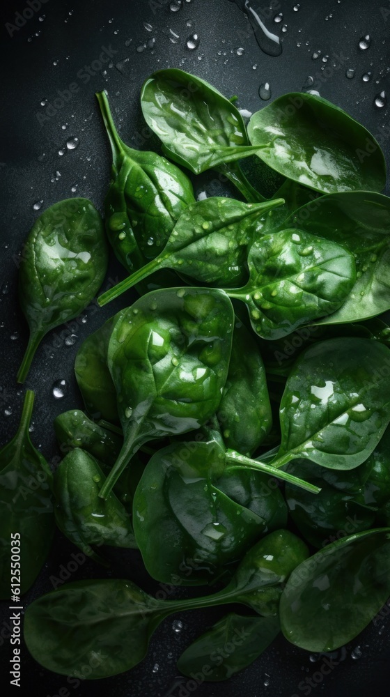Fresh Organic Spinach Vegetable Photorealistic Vertical Background. Healthy Vegetarian Diet. Ai Generated Lifelike Background with Delicious Juicy Spinach Vegetable. Generative AI Fresh Organic Spinach Vegetable Photorealistic Vertical Background. Healthy Vegetarian Diet. Ai Generated Lifelike Background with Delicious Juicy Spinach Vegetable. Generative AI