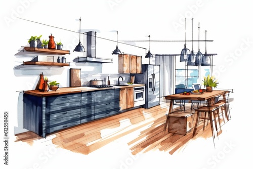 キッチンのイラスト,Generative AI AI画像