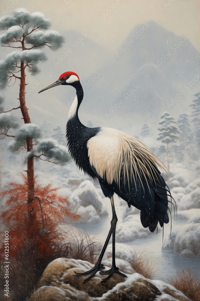 Fototapeta premium 和風の鶴,Generative AI AI画像