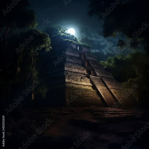 maya pyramid in jungle