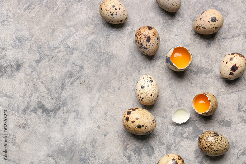 Fresh quail eggs with crack...