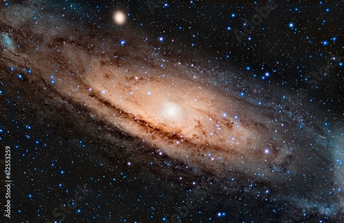 Beautiful view of Andromeda Galaxy shining in the dark universe