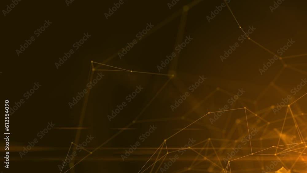 abstract orange background with lines, animated plexus, futuristic social and neural network and information technology animation concept, loopable