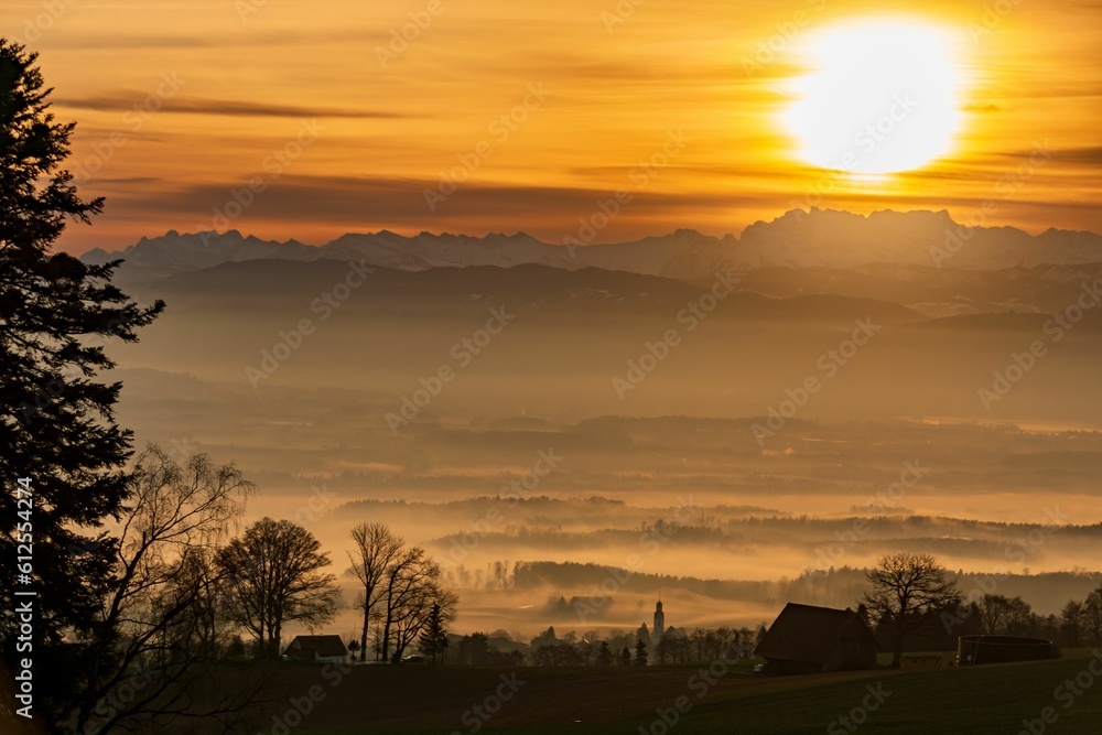 Stunning golden sunset over a rural area Stunning golden sunset over a rural area