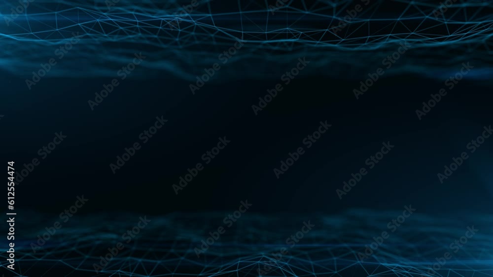 abstract blue background with lines, animated plexus, futuristic social and neural network and information technology animation concept, loopable