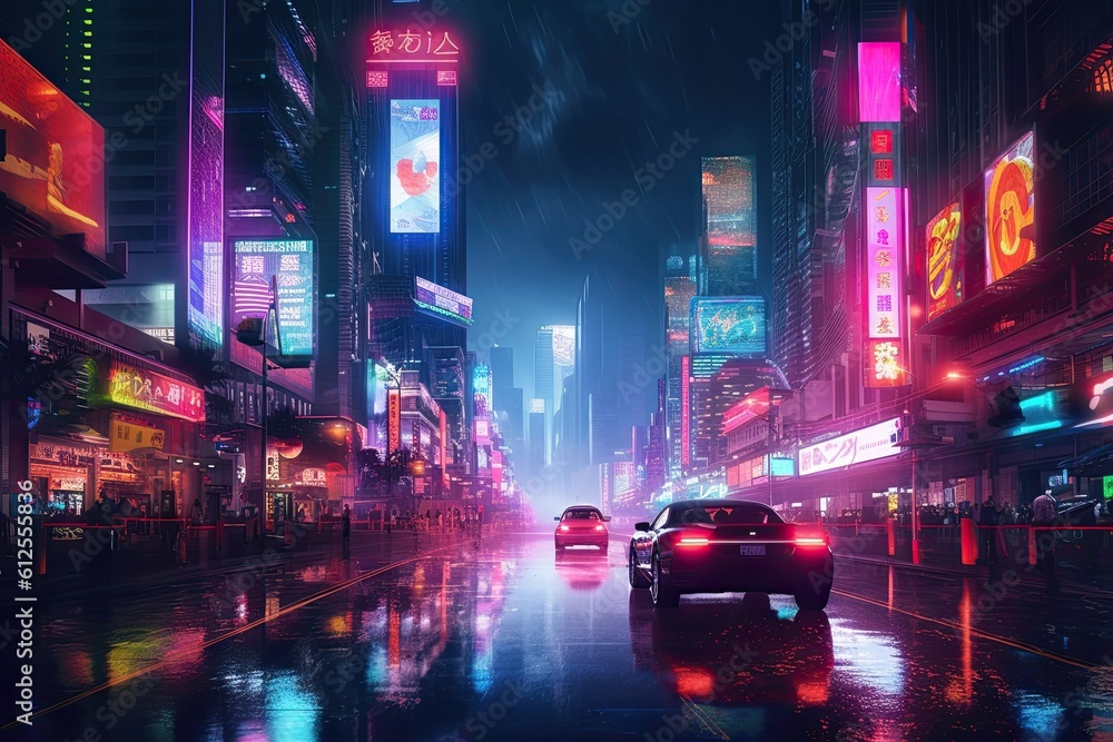 Illuminated city at night  - made with Generative Ai	